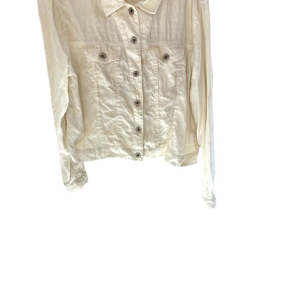 Cut Loose White Lagenlook Relaxed Linen Button Up Lightweight Jacket Size Medium - Picture 4 of 8